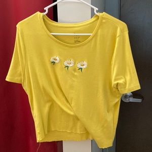 yellow flower crop top